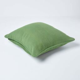 Homescapes Cotton Rajput Ribbed Cushion Cover - Dark Olive / 60cm - thumbnail 4