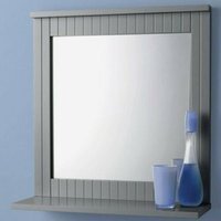 Bathroom Wall Mounted Mirror with Cosmetics Shelf Hanging  - Blue