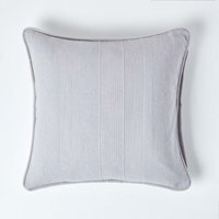 Homescapes Cotton Rajput Ribbed Cushion Cover - Silver Grey / 45cm