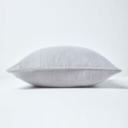 Homescapes Cotton Rajput Ribbed Cushion Cover - Silver Grey / 45cm - thumbnail 3