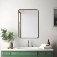 Rectangular Wall Mirror with Aluminum Frame - Gold