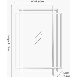 Art Deco Rectangular Wall Mirror - Gold - thumbnail 2