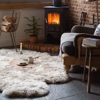 Oatmeal Oversized Area Sheepskin Rug - Oyster / XL
