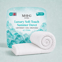 4.5 Summer Quilt Duvet - Luxury Soft Touch Microfibre, Breathable & Lightweight - White / Superking