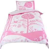 Single Woodland Friends Duvet Cover Set - Pink