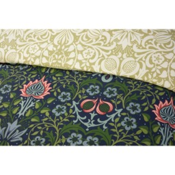 Heritage Flora Microfibre Fabric Reversible Duvet Cover Set with Pillowcase - Navy / King - thumbnail 3