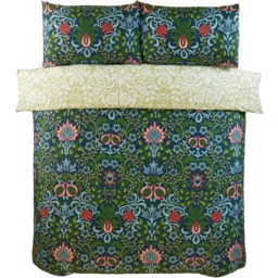 Heritage Flora Microfibre Fabric Reversible Duvet Cover Set with Pillowcase - Navy / King - thumbnail 2