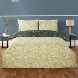 Heritage Flora Microfibre Fabric Reversible Duvet Cover Set with Pillowcase - Navy / King - thumbnail 4