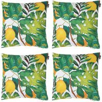 Lemon Leaf Print Indoor and Outdoor Cushion (Set of 4) - Yellow - thumbnail 1