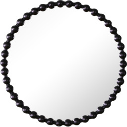 Como Large Round Beaded Wall Mirror 90x90cm - Matt Black - thumbnail 3