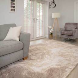 Natural Warm Beige Modern Textured Marble Area Rug - Beige / 170cm - thumbnail 2