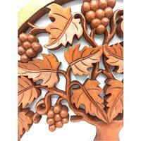 Tree of Life Grape Panel - Hand-Carved Wooden Wall Art - Brown - image 1