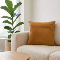 Wyld Haus La Roque Set of 2 Ribbed Mustard Cotton Cushions 45 x 45 x 12 cm - Yellow