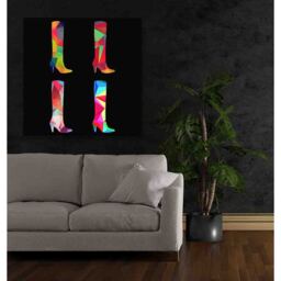 Polygonal colored boots Canvas print - Black / 90cm - thumbnail 2