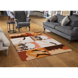 Abstract  Floral Collages, Landscape Scenes Designer Rug - Orange / 150cm - thumbnail 2
