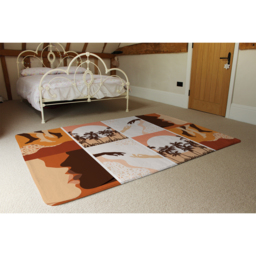 Abstract  Floral Collages, Landscape Scenes Designer Rug - Orange / 150cm - thumbnail 3