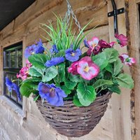 Best Artificial Pansy Hanging Basket - Plum - image 1