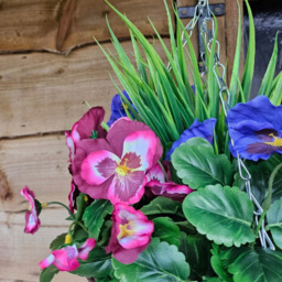 Best Artificial Pansy Hanging Basket - Plum - thumbnail 5