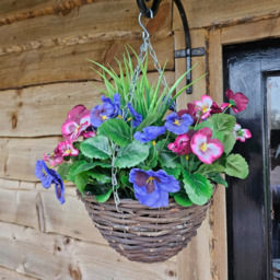 Best Artificial Pansy Hanging Basket - Plum - thumbnail 2