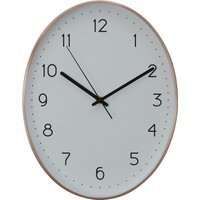 Elko Oval Wall Clock with Copper Finish - White