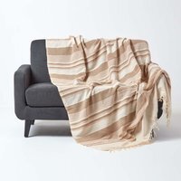 Cotton Morocco Striped Beige Throw - Beige / 360cm - thumbnail 1