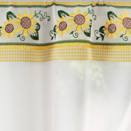 Keswick Yellow Floral Embroidery Window Set with Matching Tie Backs - Yellow / 91cm - thumbnail 3