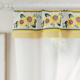 Keswick Yellow Floral Embroidery Window Set with Matching Tie Backs - Yellow / 91cm - thumbnail 2