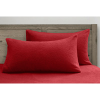Teddy Soft Cosy Thermal Fleece Pillowcase Pair - Red