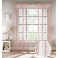 Pair of Slot  Top Sheer Voile Panels with Metallic Shimmer Print - Blush / 137cm - thumbnail 1