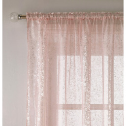 Pair of Slot  Top Sheer Voile Panels with Metallic Shimmer Print - Blush / 137cm - thumbnail 4