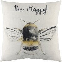Bee Happy Printed Cushion - White / Polyester - image 1