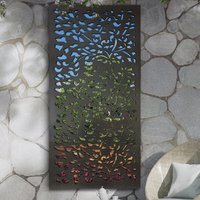 MirrorOutlet Amarelle Large Metal Leaf design Garden screen Mirror 180x90cm - Black - thumbnail 1