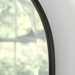 Simplicity Arch Bevelled Mantle Mirror - Black - thumbnail 2