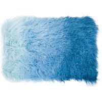 Bosie Real Mongolian Fur Blue Ombre Rectangular Cushion - Blue