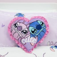 Stitch Cutie Heart Shaped Cushion - Pink
