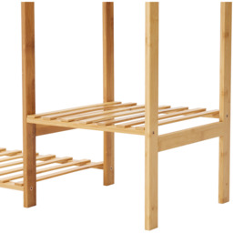Open Coat Rack with Four-Tier Side Shelf Hanging Rod and Hooks - Wood Color / 121cm - thumbnail 5