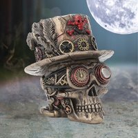 Steampunk Clockwork Baron Skull Figurine Ornament - 11cm