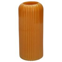 Glass Ribbed Cylinder Flower Vase - Ochre