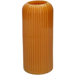 Glass Ribbed Cylinder Flower Vase - Ochre - thumbnail 2