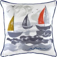 Nautical Sailboats Cushion 43 x 43cm - Navy / Polyester - image 1