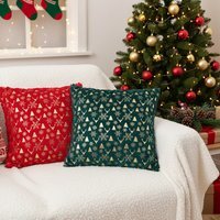 2 Pack Single Sided Christmas Themed Throw Pillows - Green and Red - thumbnail 1
