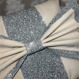Cream And Silver Glitter Panel Bow Cushion  - Cream - thumbnail 4