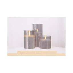 Set of 3 Smoked LED Hurricane Candles - Smoked - thumbnail 3