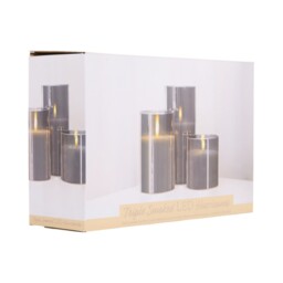 Set of 3 Smoked LED Hurricane Candles - Smoked - thumbnail 4