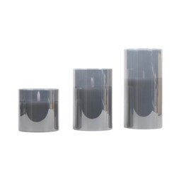 Set of 3 Smoked LED Hurricane Candles - Smoked - thumbnail 2