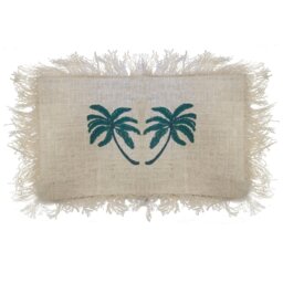 Premium Linen Palm Tree Cushion Cover with Fringe Tropical Decor - White - thumbnail 4