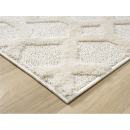 Isabella Living Room Area Rugs - Embossed Imperial Trellis Design Rug - Cream / 290cm - thumbnail 5
