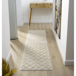 Isabella Living Room Area Rugs - Embossed Imperial Trellis Design Rug - Cream / 290cm - thumbnail 2