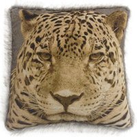 Fur Trim Edge Animal Cushion Covers - Natural / Leopard