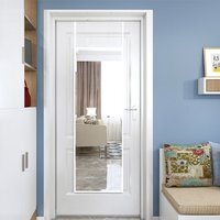 Rectangular Over-Door Mirror with Adhesive Wall Hooks and Stickers - White / 4.2kg